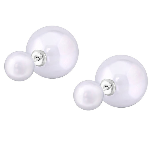 Kinder Ohrringe Doppel Kugel aus 925 Silber