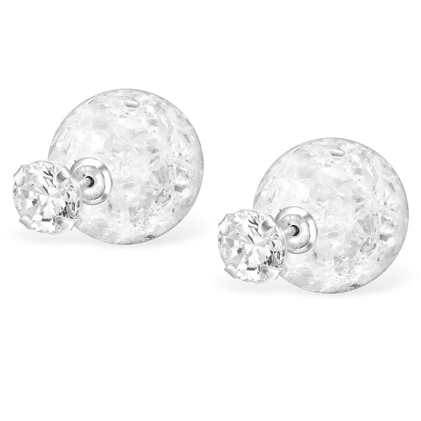 Kinder Ohrringe Doppel Kugel aus 925 Silber