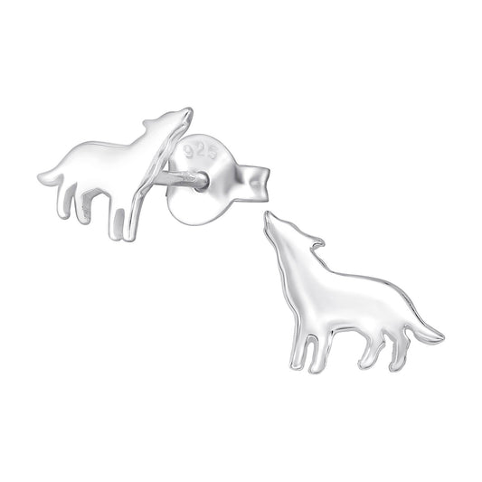 Kinder Ohrringe Wolf aus 925 Silber