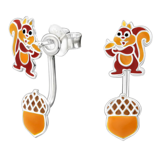 Kinder Ohrringe Eichhörnchen Nuss aus 925 Silber