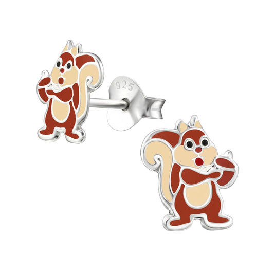 Kinder Ohrringe Eichhörnchen Nuss aus 925 Silber