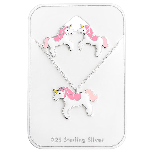 Eenhoornketting voor kinderen, gemaakt van 925 zilver.