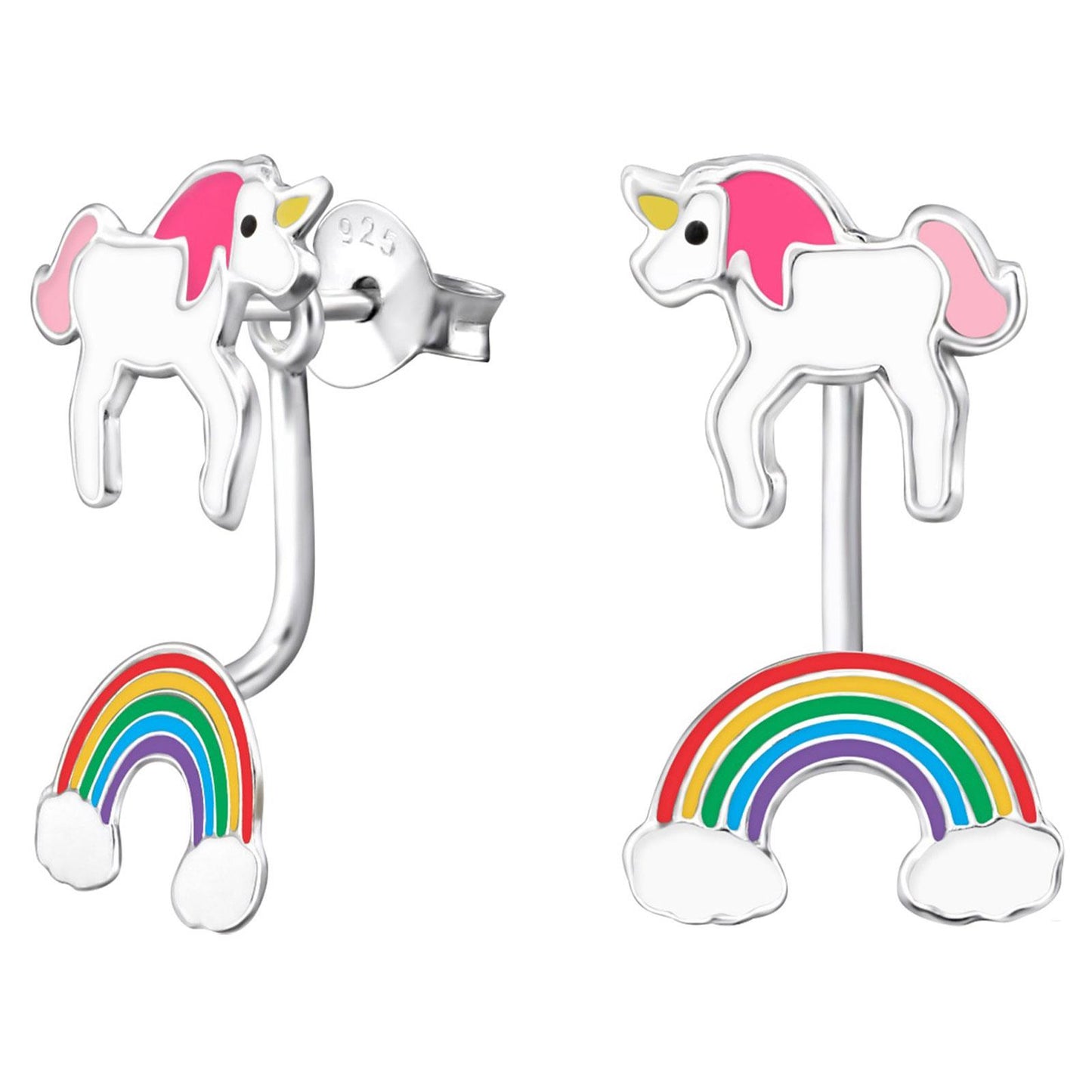 Mädchen Ohrringe Regenbogen Einhorn aus 925 Silber