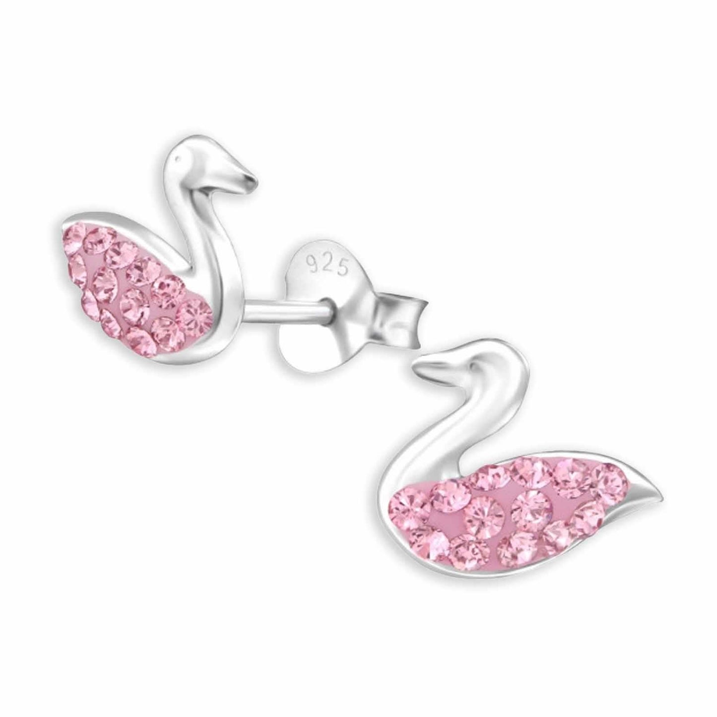 Kinder Ohrstecker Schwan Kristall aus 925 Silber