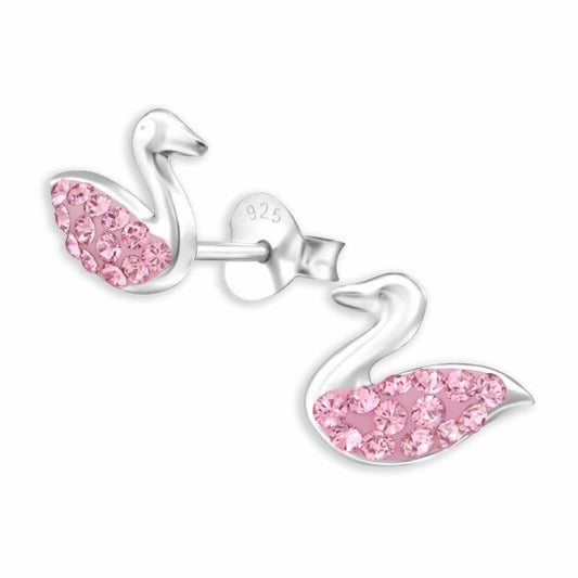 Kinder Ohrstecker Schwan Kristall aus 925 Silber