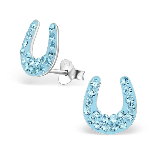 Children's horseshoe earrings, lucky charm made of 925 silver