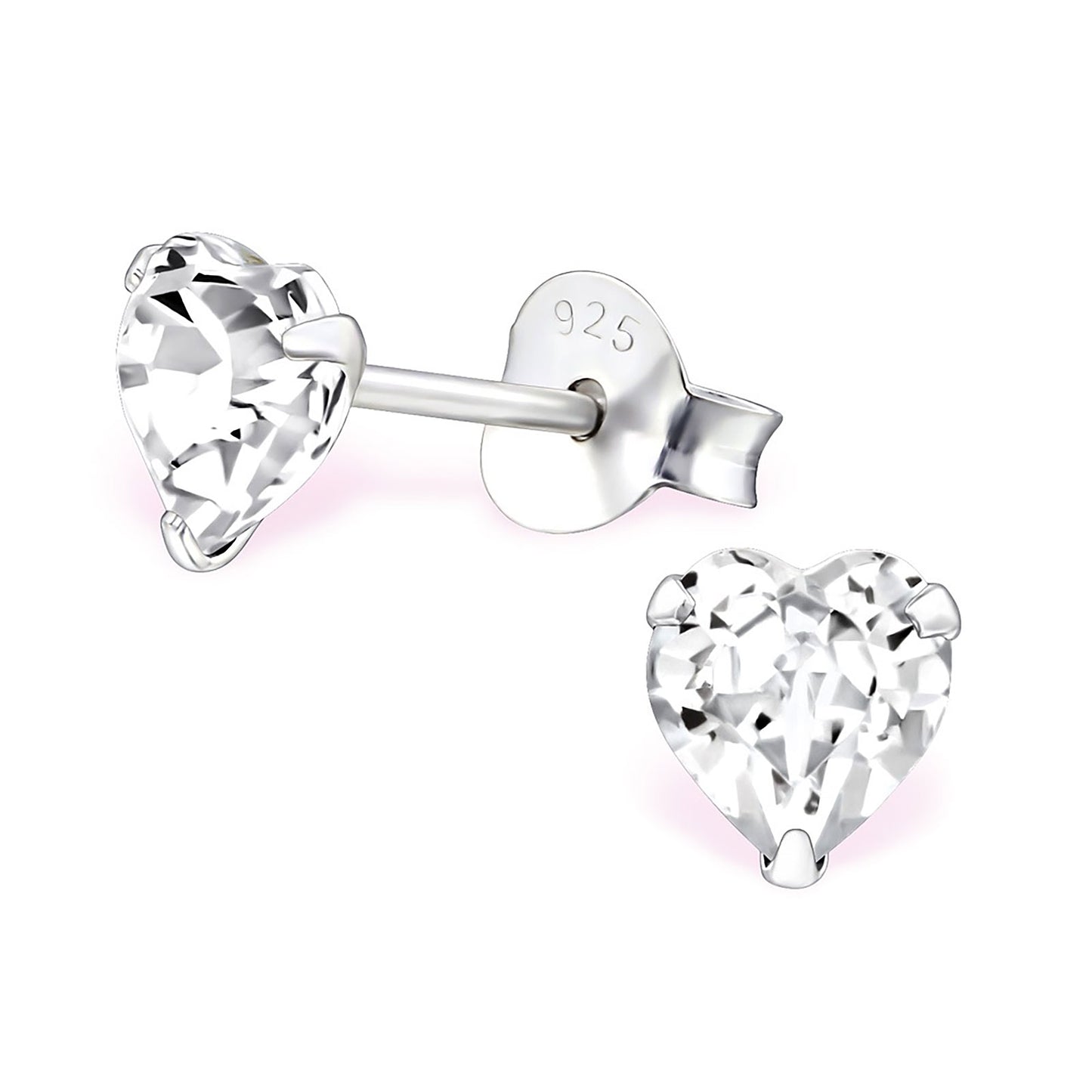 Mädchen Ohrringe Herz Zirkonia aus 925 Silber
