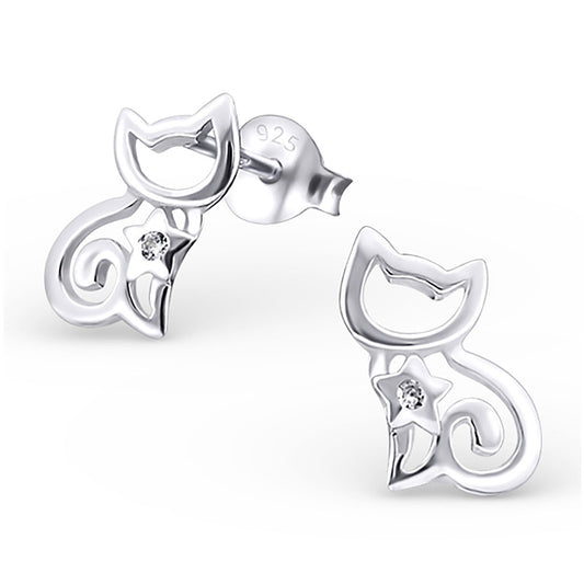 Mädchen Ohrringe Katzen aus 925 Silber