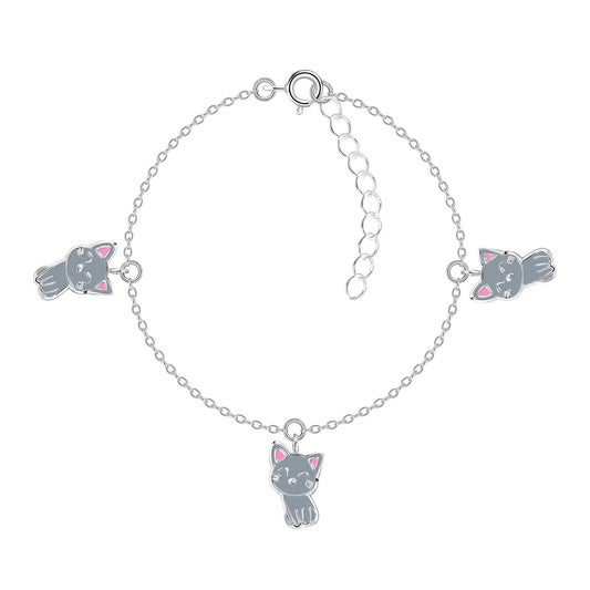 Kinder Armband Katzen aus 925 Silber