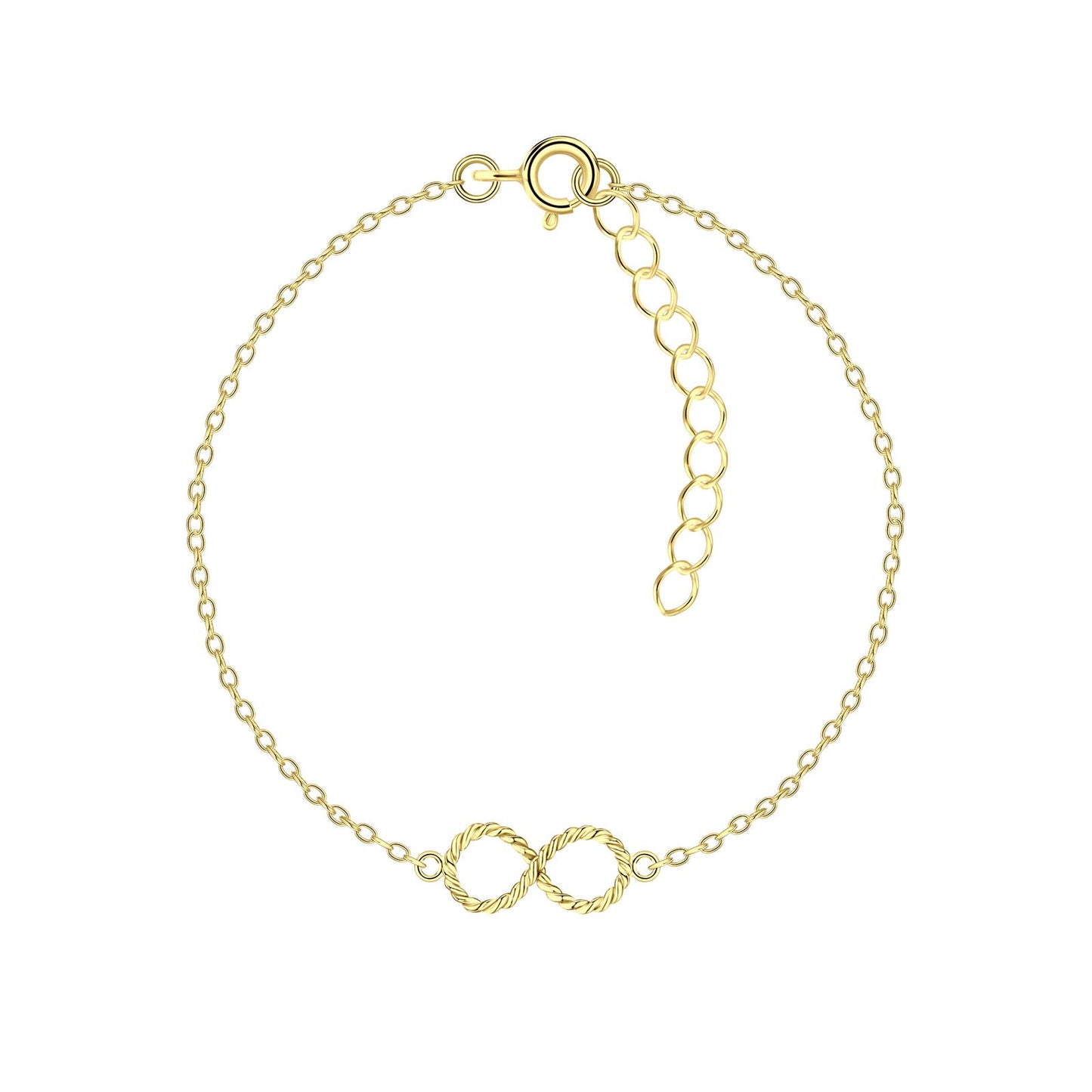 Kinderarmband met oneindigheidssymbool en vergulde afwerking.