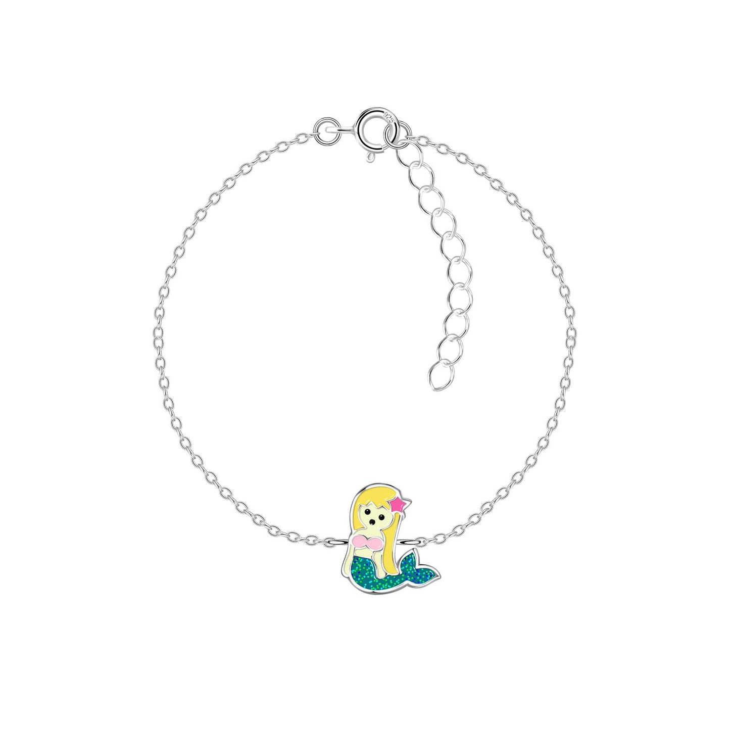 Kinderarmband met zeemeermotief, gemaakt van 925 zilver.