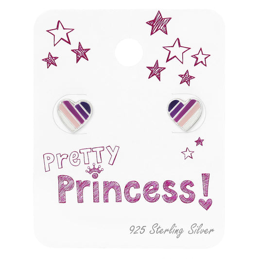 Mädchen Ohrringe Bunte Herz aus 925 Silber