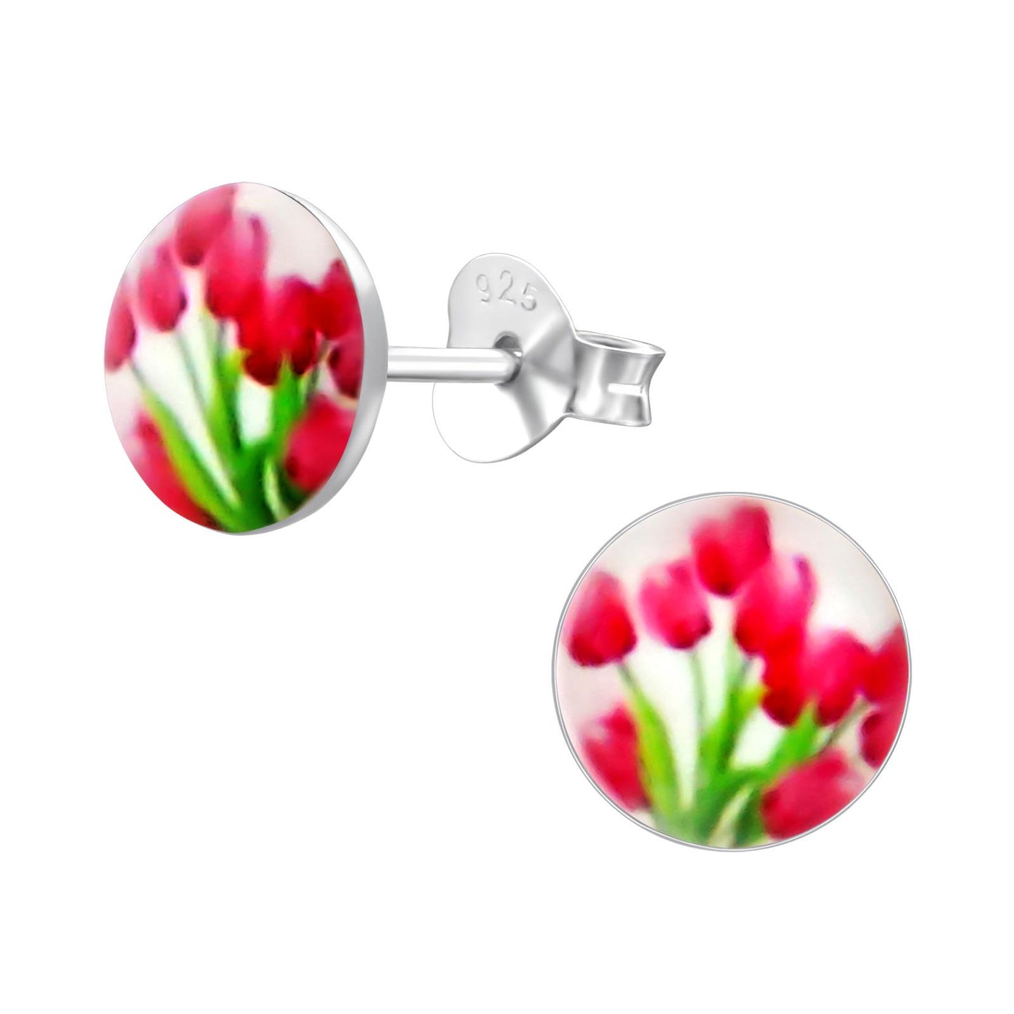 Kinderoorbellen in de vorm van een tulp, gemaakt van 925 zilver.