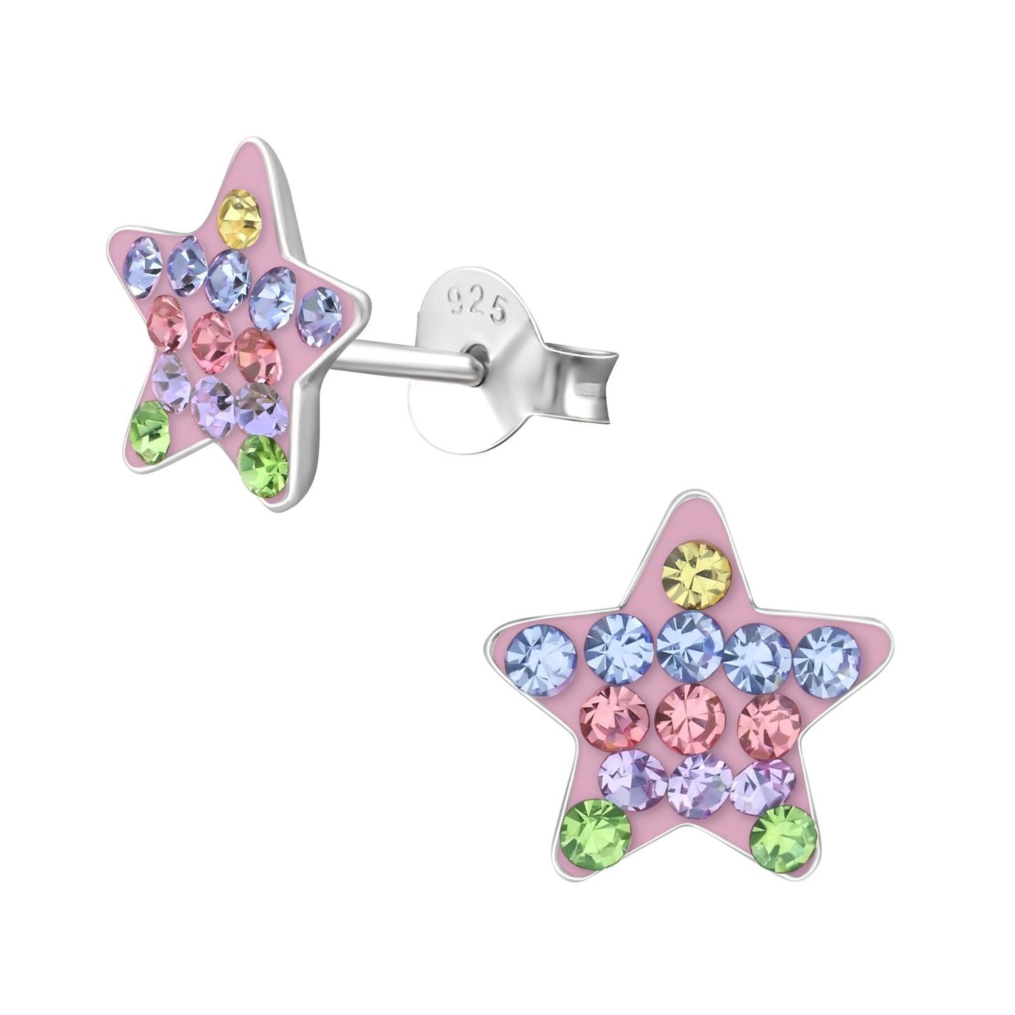 Girls' star earrings made of 925 silver