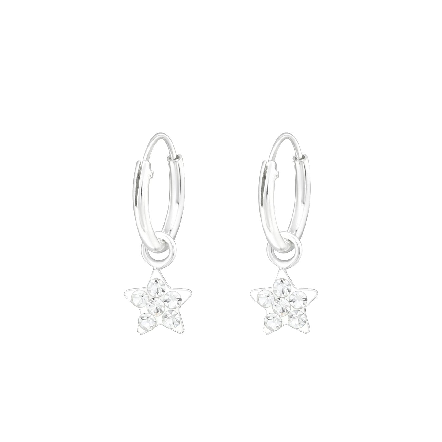 Girls' star hoop earrings made of 925 silver