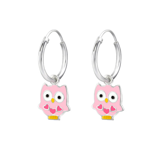 Mädchen Creolen Eule aus 925 Silber