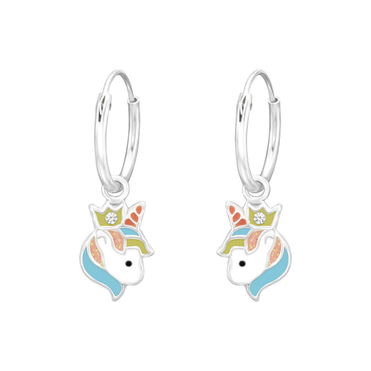 Mädchen Creolen Einhorn aus 925 Silber