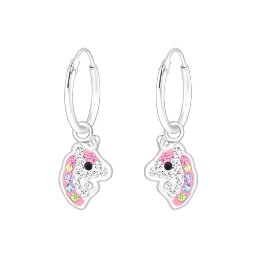 Mädchen Creolen Einhorn aus 925 Silber