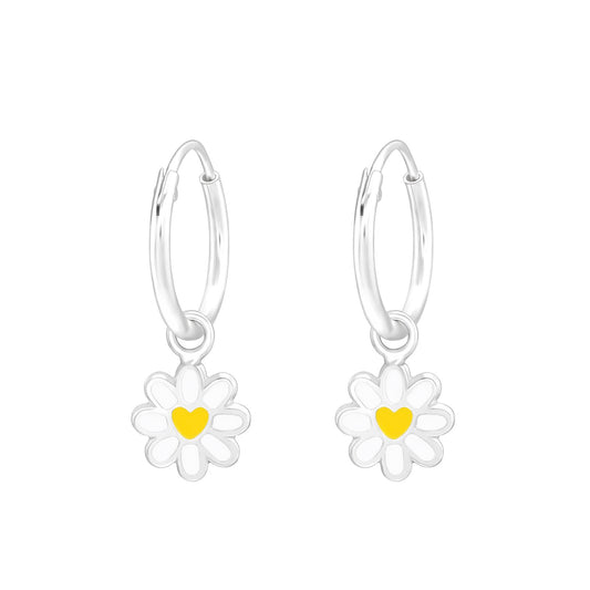 Mädchen Creolen Blume aus 925 Silber