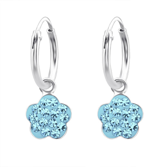 Mädchen Creolen Blume aus 925 Silber