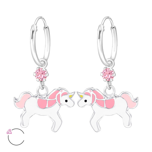 Mädchen Creolen Einhorn aus 925 Silber