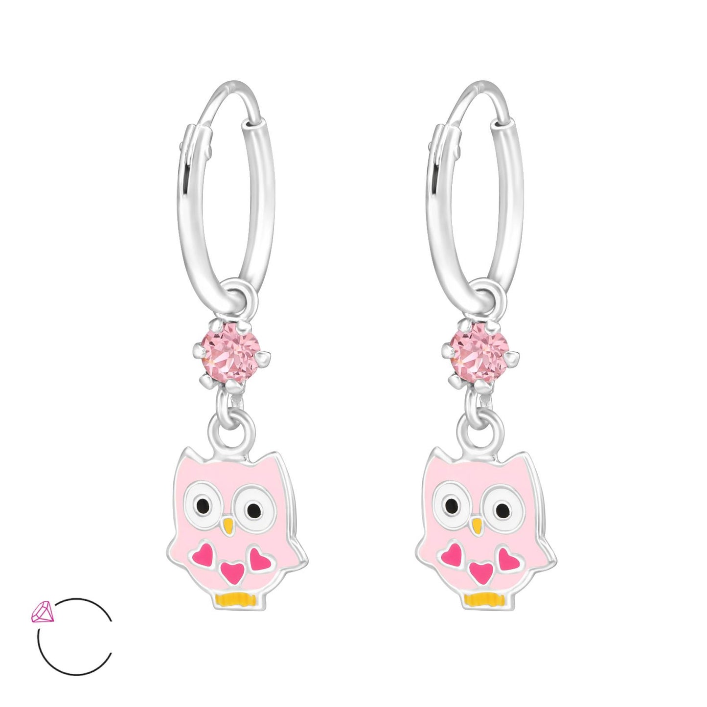 Mädchen Creolen Eule aus 925 Silber