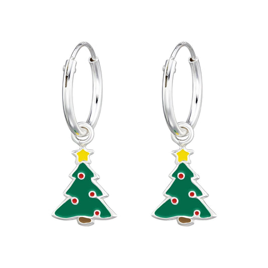 Kinder Creolen Weihnachtsbaum aus 925 Silber