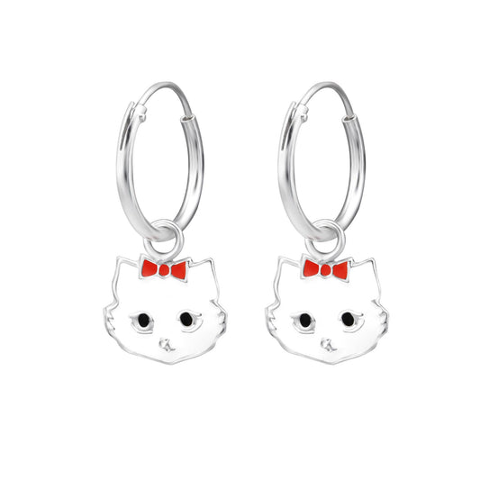 Mädchen Creolen Katze aus 925 Silber