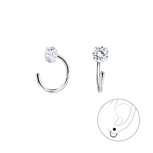 Kinder Creolen 4mm Runde Zirkonia Halb aus 925 Silber