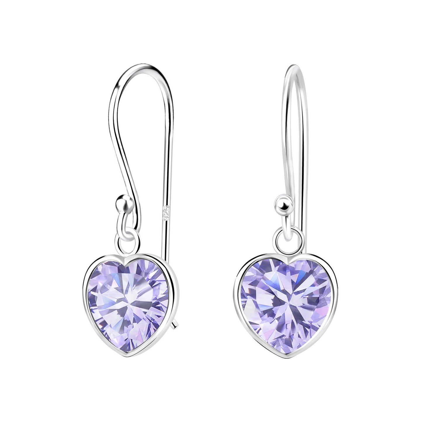Mädchen Ohrringe 8mm Herz Zirkonia aus 925 Silber