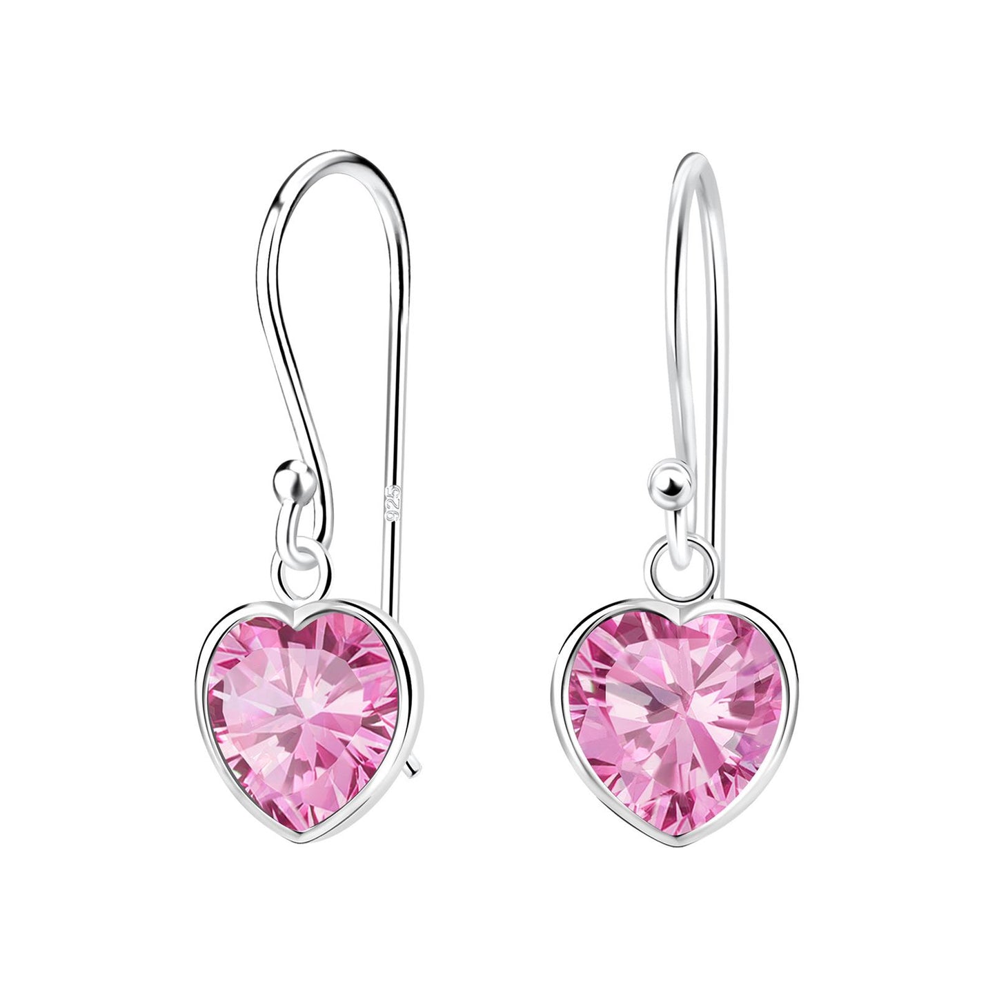 Mädchen Ohrringe 8mm Herz Zirkonia aus 925 Silber