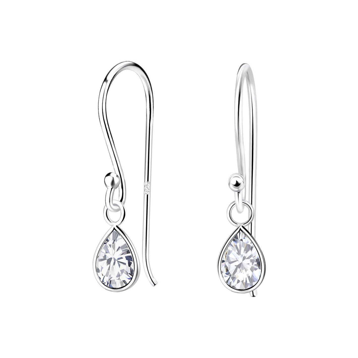 Kinder Ohrringe 4x6mm Hänge Zirkonia aus 925 Silber