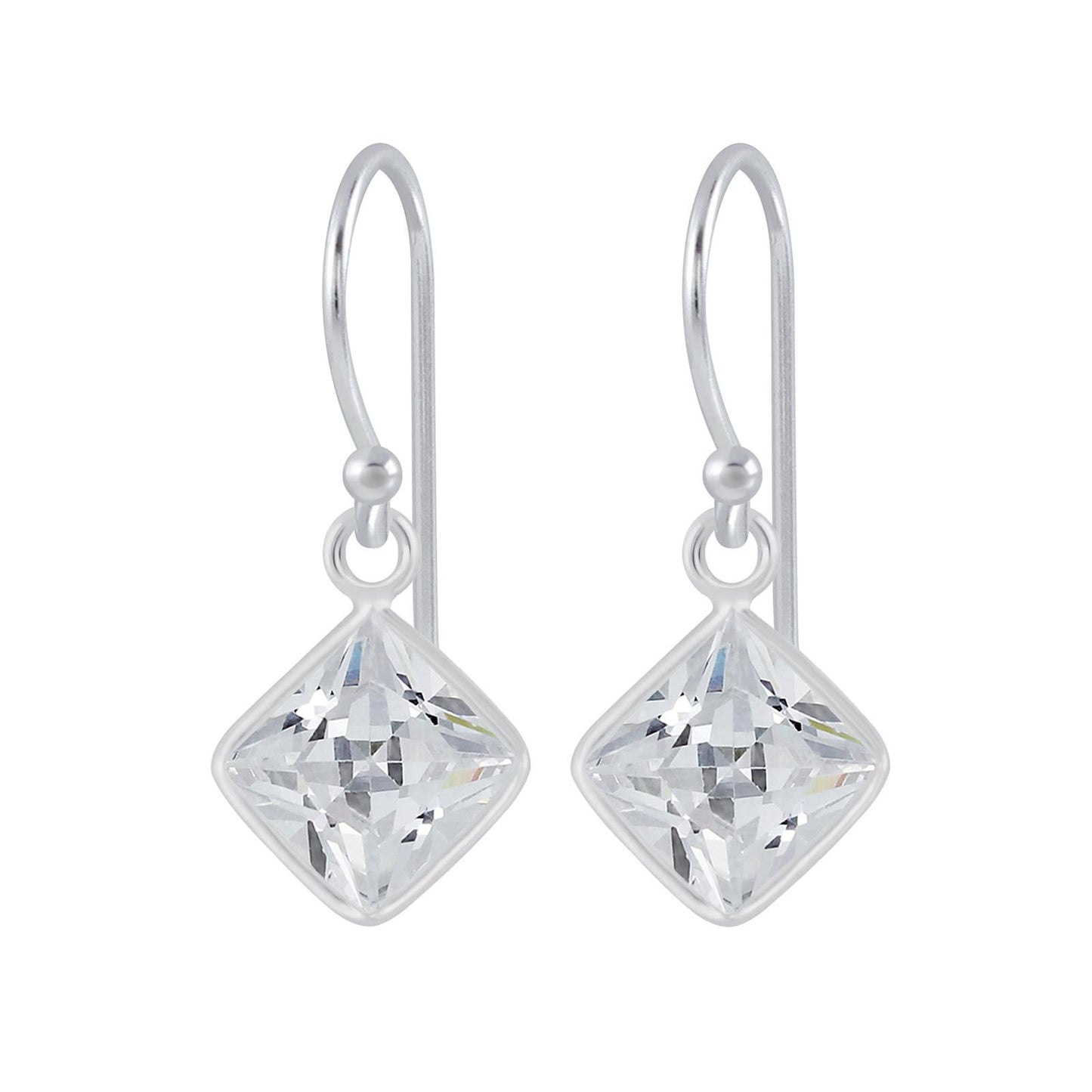 Kinder Ohrringe 6mm Quadratische Zirkonia aus 925 Silber