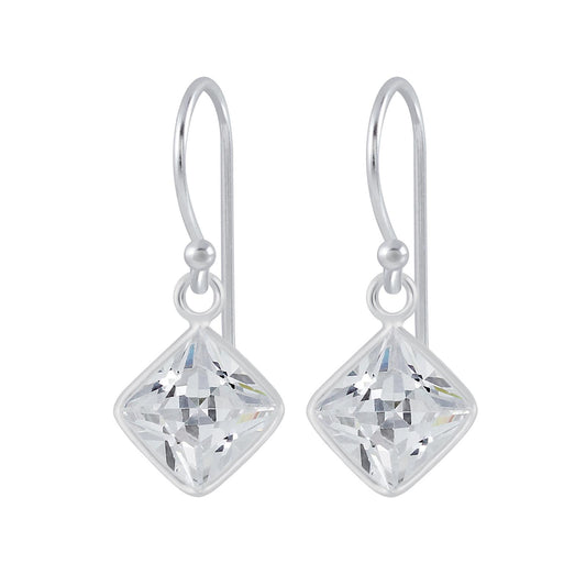 Kinder Ohrringe 6mm Quadratische Zirkonia aus 925 Silber