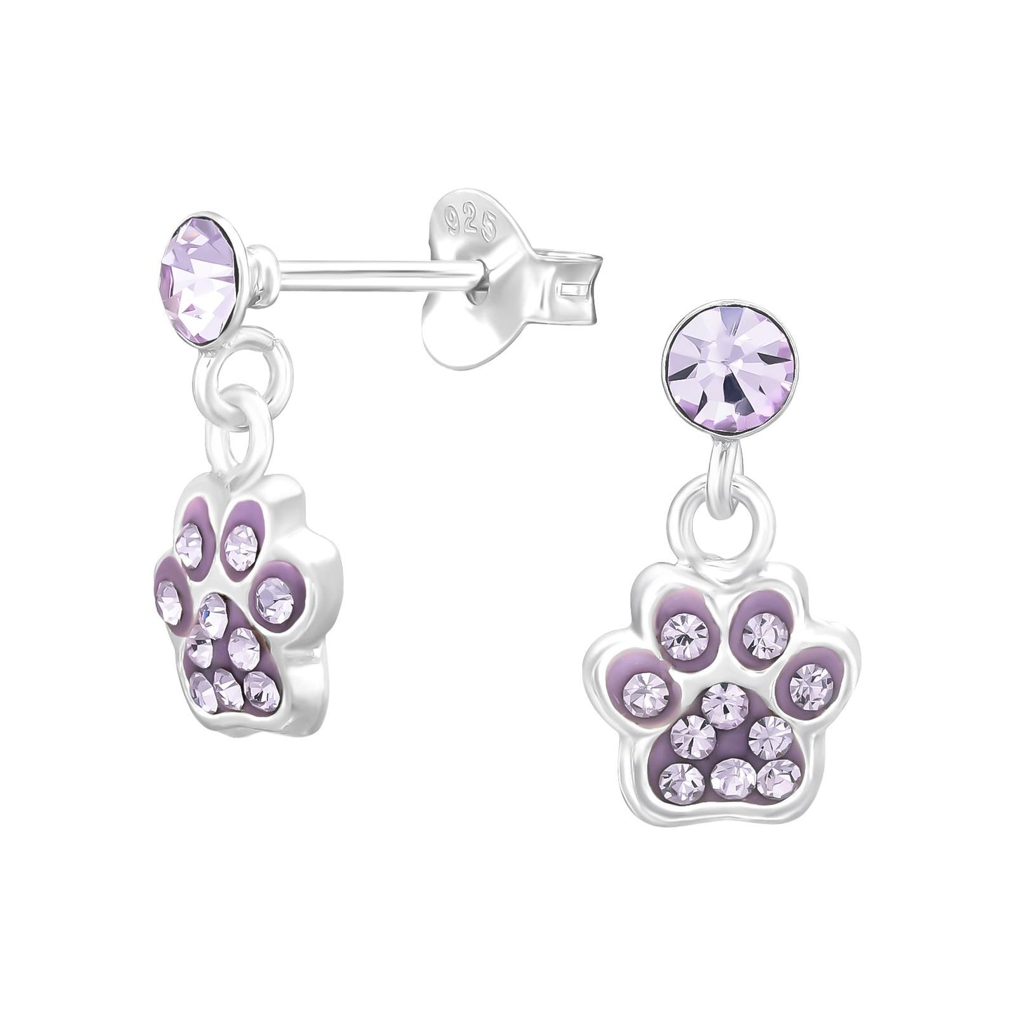 Children's paw print earrings made of 925 silver