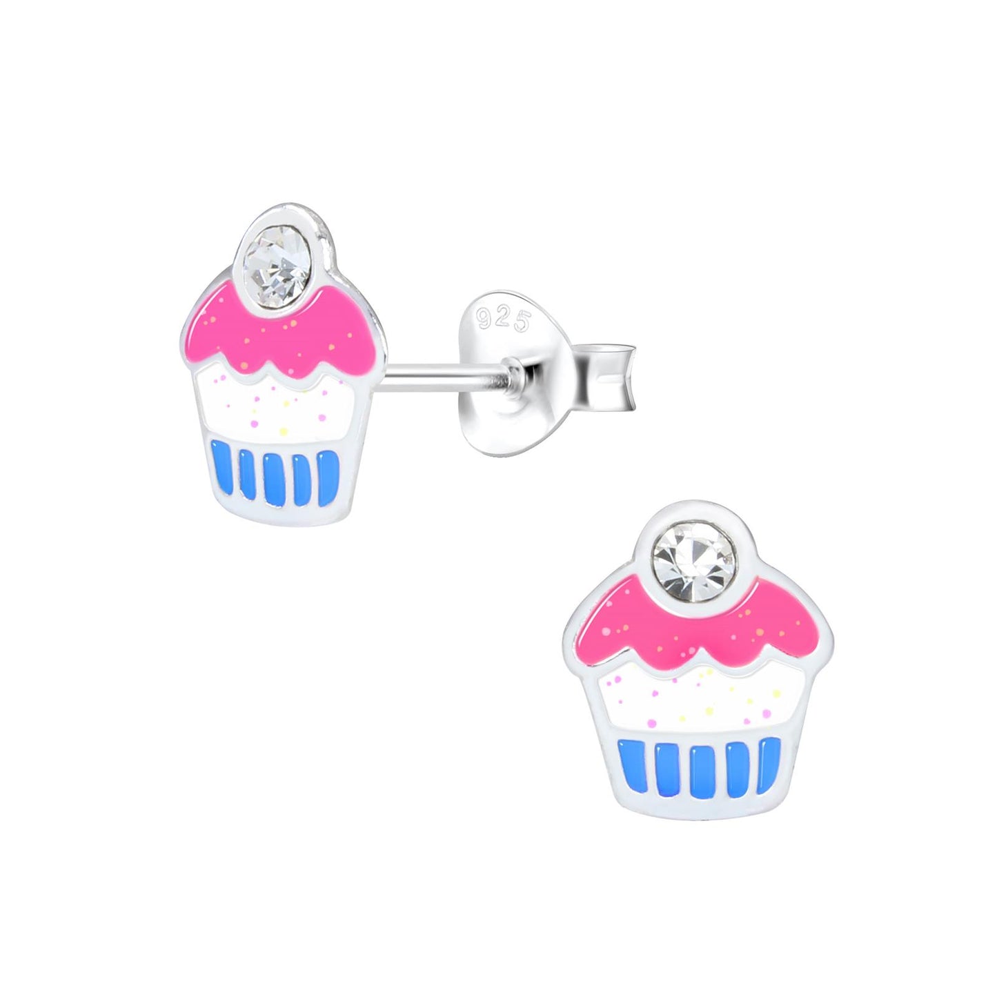 Kinderoorbellen in de vorm van cupcakes, gemaakt van 925 zilver.