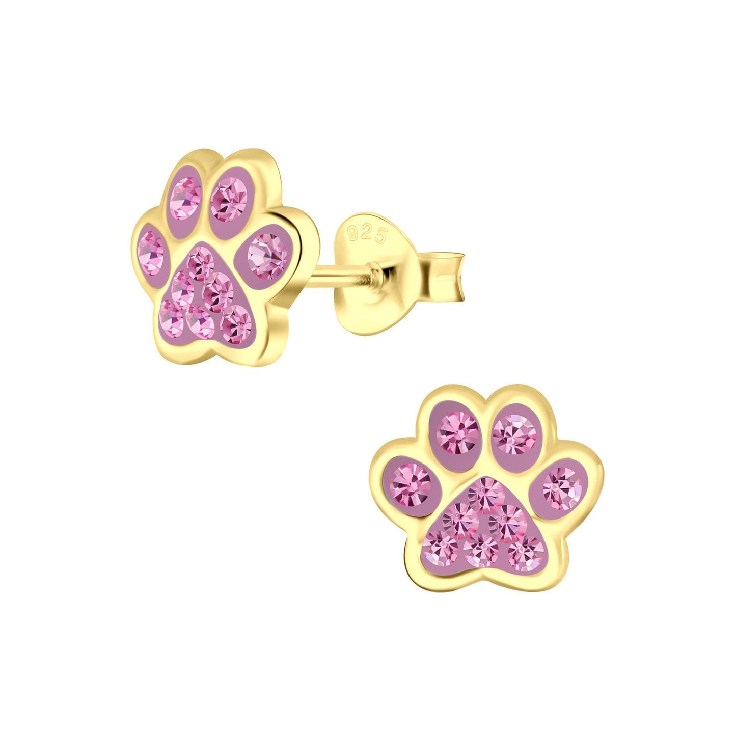 Children's paw print earrings made of 925 silver