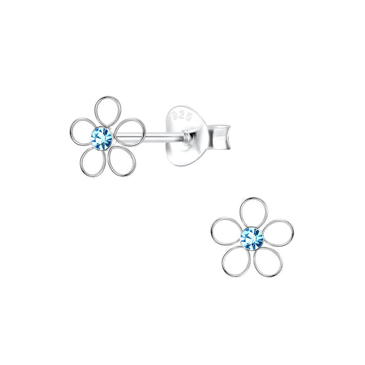 Mädchen Ohrringe Blumen Kristall aus 925 Silber