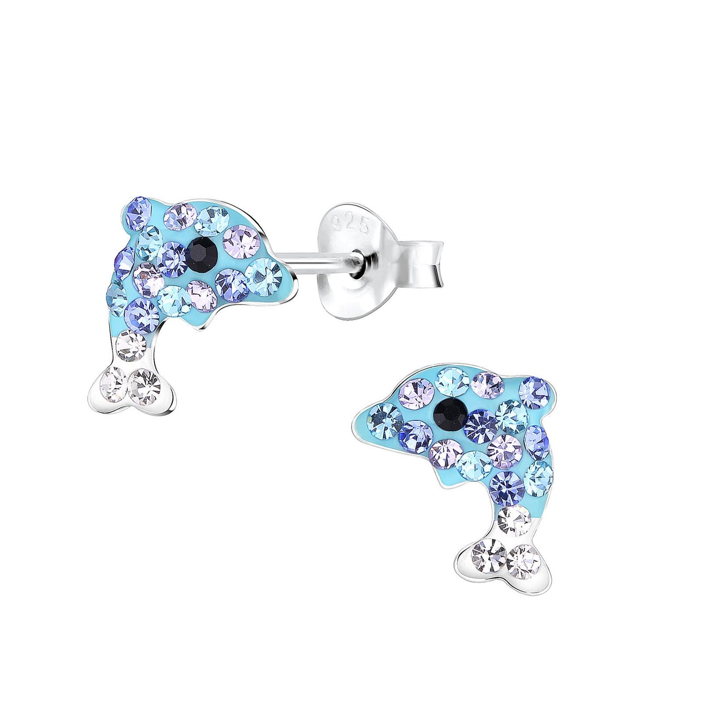 Kinder Ohrringe Delfin Kristall aus 925 Silber