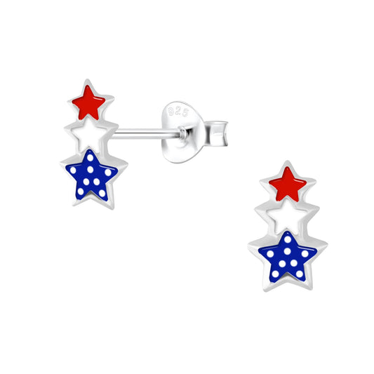 Mädchen Ohrringe Usa Stern aus 925 Silber