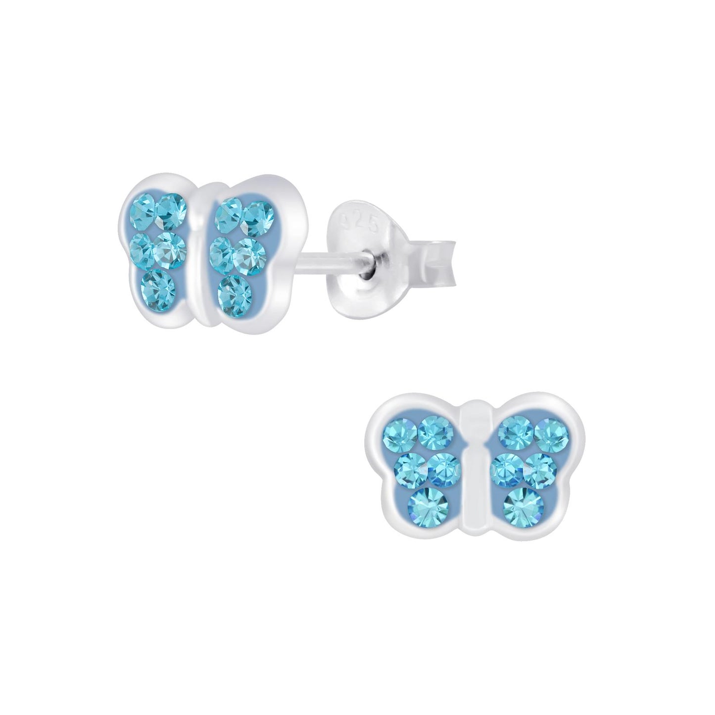 Mädchen Ohrringe Schmetterling Kristall aus 925 Silber