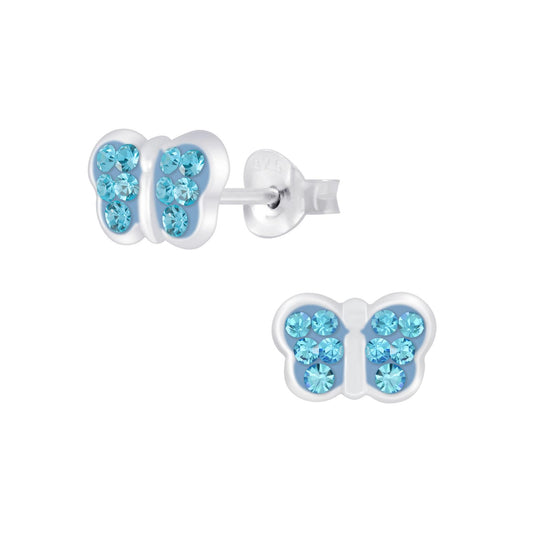 Mädchen Ohrringe Schmetterling Kristall aus 925 Silber