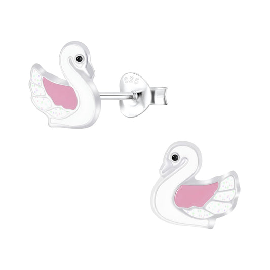 Kinder Ohrringe Schwan aus 925 Silber