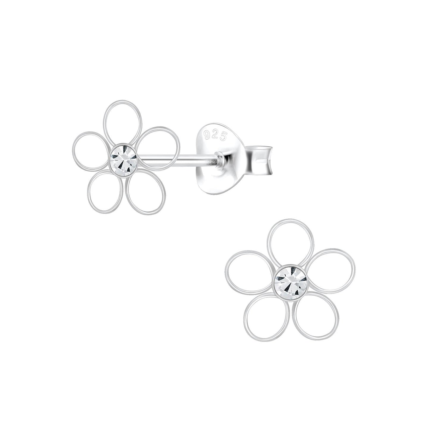 Mädchen Ohrringe Blumen Kristall aus 925 Silber