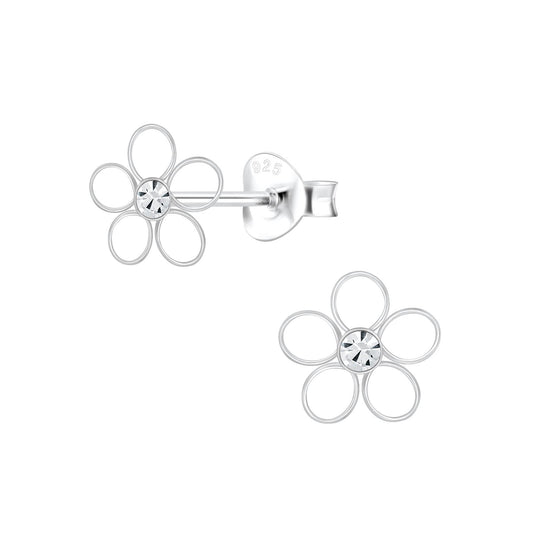 Mädchen Ohrringe Blumen Kristall aus 925 Silber