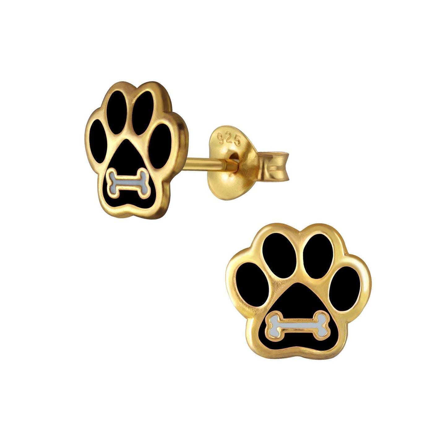 Children's paw print earrings made of 925 silver