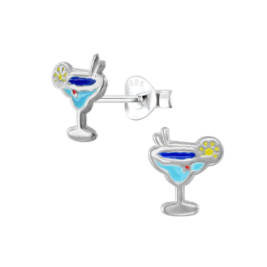 Kinder Ohrringe Cocktail Glas aus 925 Silber