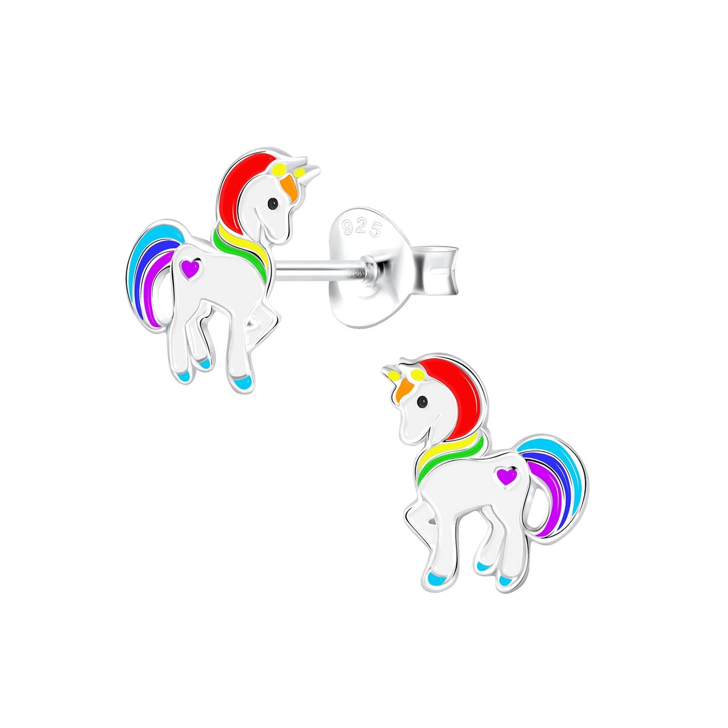 Eenhoornoorbellen voor meisjes, gemaakt van 925 zilver.