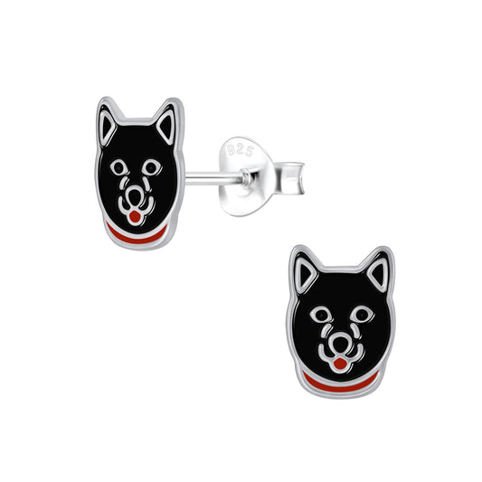 Kinder Ohrringe Husky aus 925 Silber