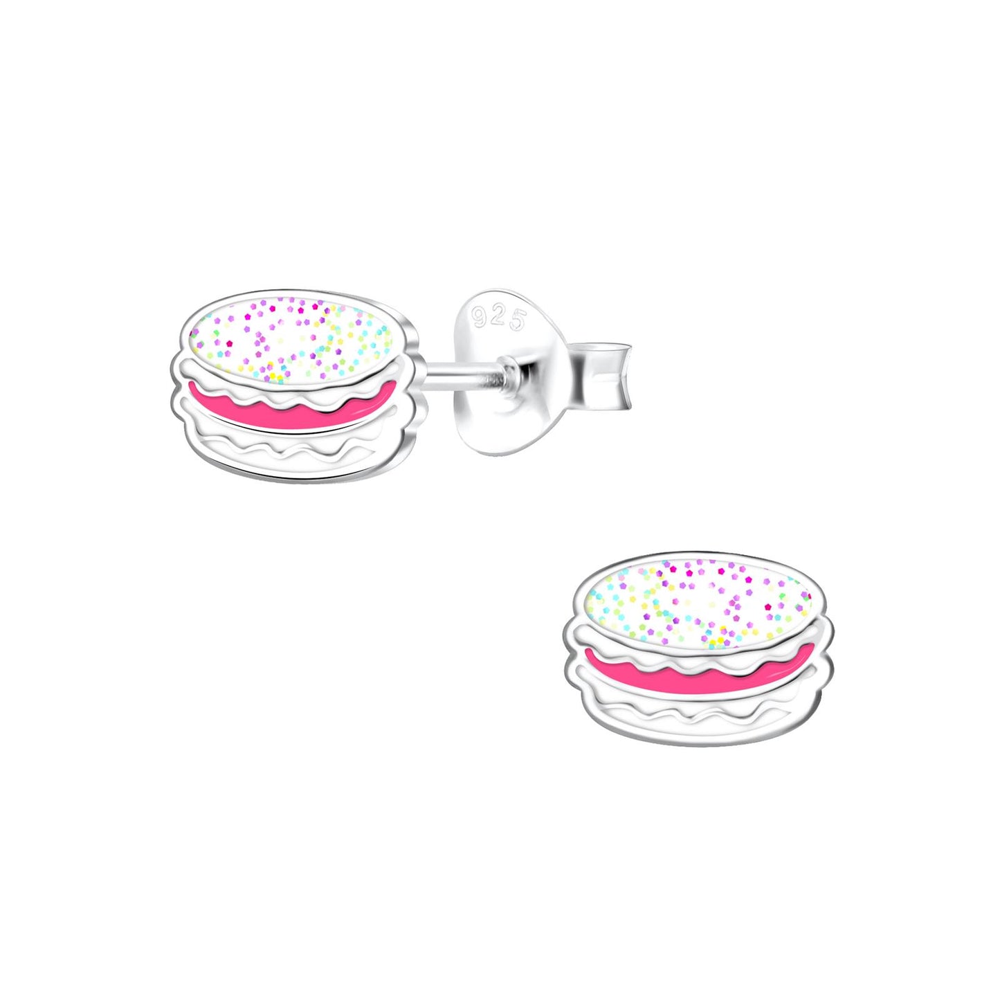 Kinderoorbellen in de vorm van macarons, gemaakt van 925 zilver.